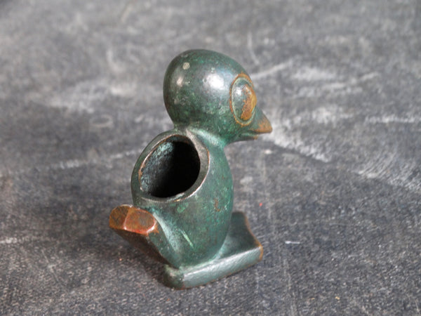 Painted Bronze Deco Crow Toothpick Holder A2561