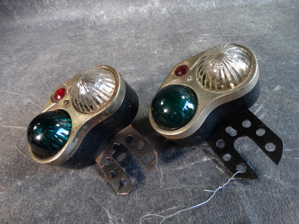 Pair of 1920s American Automotive Tail Lights with Stop and Backup Function A2571