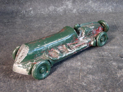 E.R. Roach Industries Sand-Cast Aluminum Race Car Painted Green circa 1945 A2572