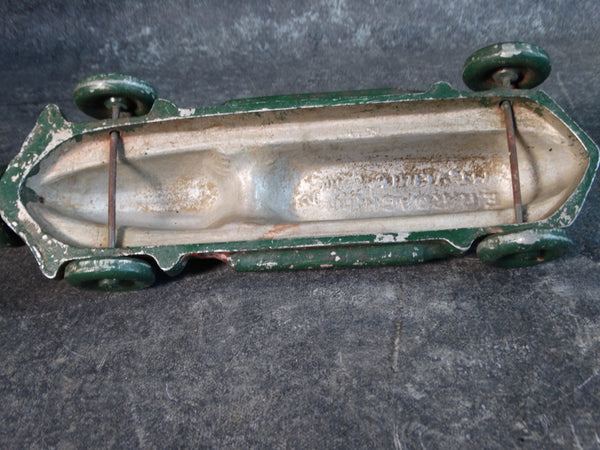 E.R. Roach Industries Sand-Cast Aluminum Race Car Painted Green circa 1945 A2572