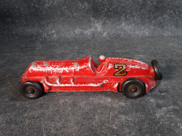 E.R. Roach Industries Sand-Cast Aluminum Race Car Painted Red with Rubber Wheelscirca 1945 A2575