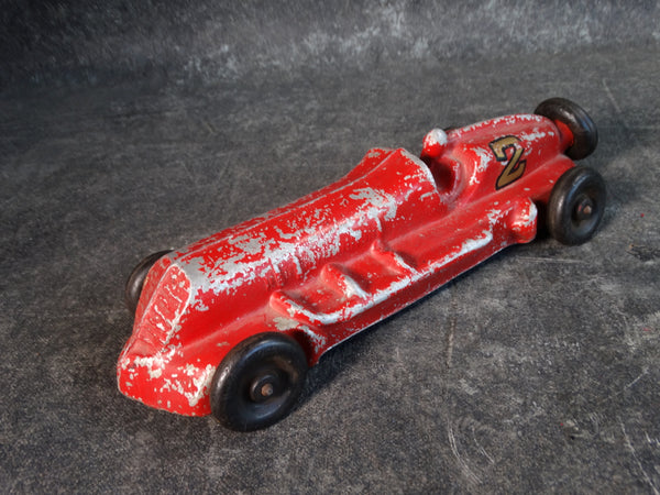 E.R. Roach Industries Sand-Cast Aluminum Race Car Painted Red with Rubber Wheelscirca 1945 A2575