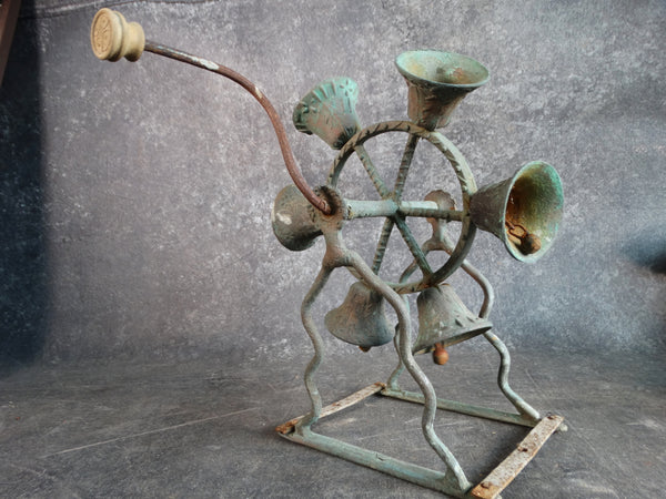 Bronze Bells Wheel on Table Stand 1920s A2579