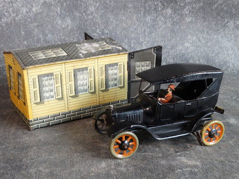 German Bing Toys Model T with Its Own Garage A2585