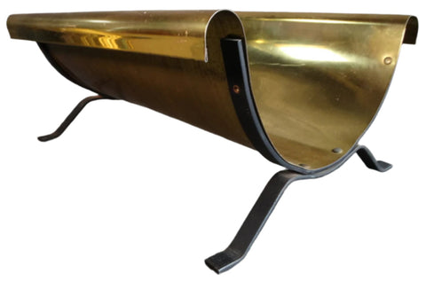 Mid-Century Modern Brass & Steel Log Holder