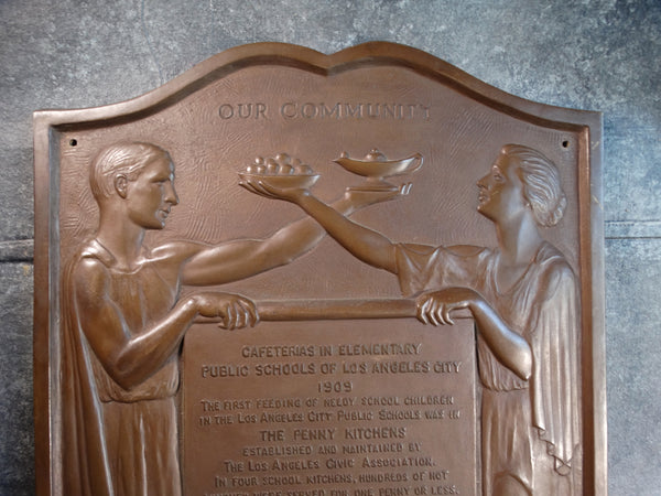 Bronze Plaque by Roger Noble Burman Titled Our Community A2611a