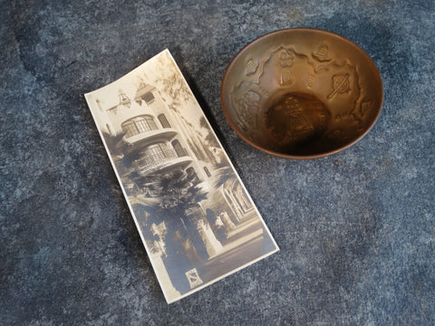 Mission Inn Copper Bowl with Contemporary Photo of the Inn - Set - circa 1910 A2638