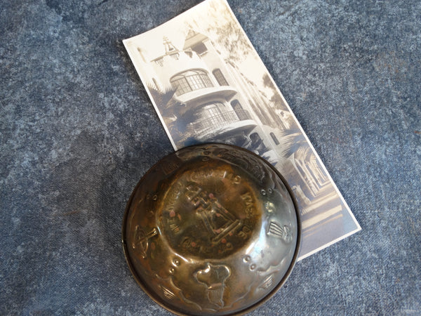 Mission Inn Copper Bowl with Contemporary Photo of the Inn - Set - circa 1910 A2638