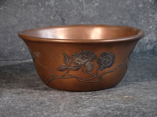 Heintz Art Metal - Sterling over Bronze Bowl Rose Motif A2674