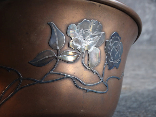 Heintz Art Metal - Sterling over Bronze Bowl Rose Motif A2674