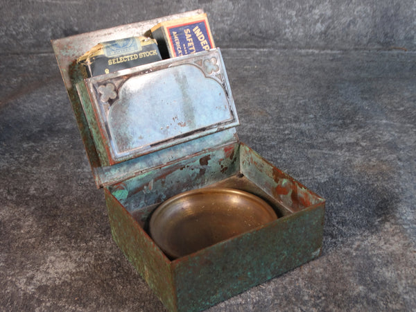 Silver Crest Decorated Bronze Smoking Box with its Original Matches and Cigarettes A2675