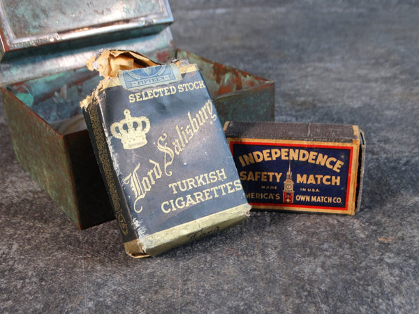 Silver Crest Decorated Bronze Smoking Box with its Original Matches and Cigarettes A2675