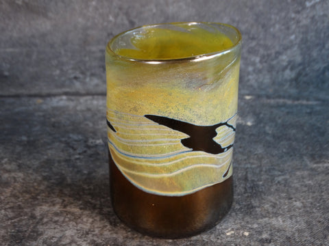 Loetz or Tiffany style Art Glass Tumbler A2686