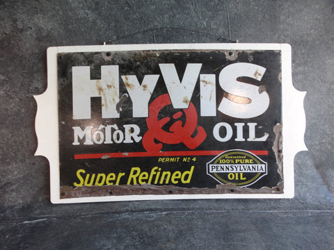 Pennsylvania Oil HyVis Motor Oil Sign 1930s A2707
