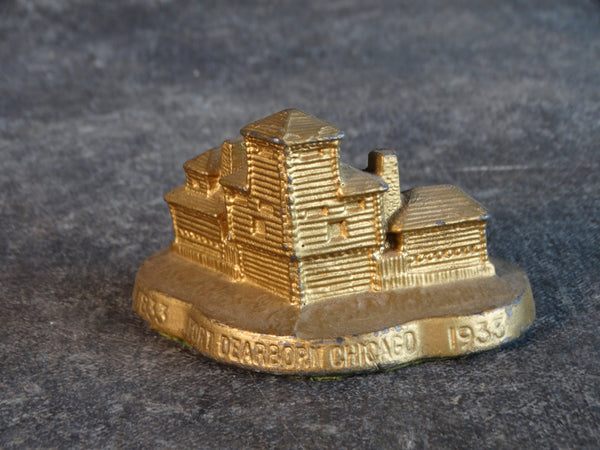 Fort Deerborn Centenary (1833-1933) Chicago World's Fair Metal Souvenir Building A2721