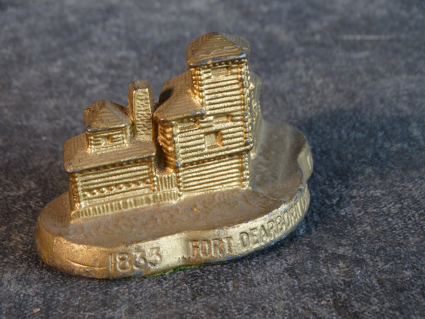 Fort Deerborn Centenary (1833-1933) Chicago World's Fair Metal Souvenir Building A2721