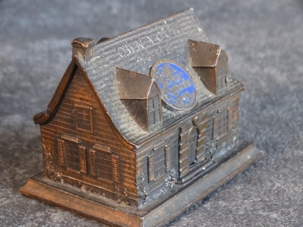 Crestwell Fruit Growers Bank 1920s Metal Souvenir Building of an Ideal Home  A2725