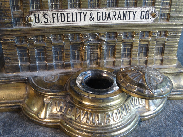 US Fidelity & Guarantee Co, Newark NJ  1920s Metal Souvenir Building A2727
