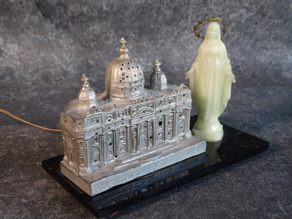 Saint Peter's Rome Metal Souvenir Building with Illuminated Mary A2732