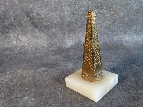 Miniature Souvenir Brass Oil Derrick on an Onyx Base c1950s A2733