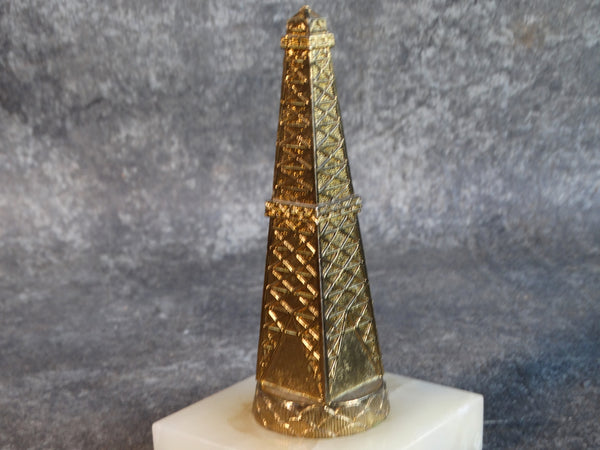 Miniature Souvenir Brass Oil Derrick on an Onyx Base c1950s A2733