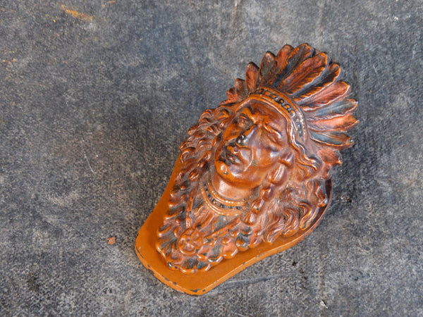 J.L. Judd Indian Chief Head Polychrome Bronze Clip A2782