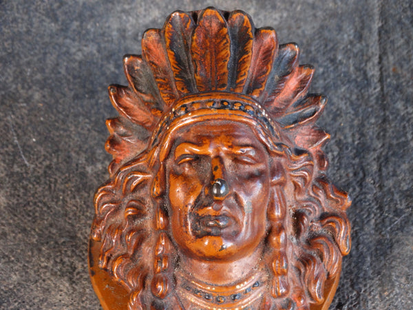 J.L. Judd Indian Chief Head Polychrome Bronze Clip A2782