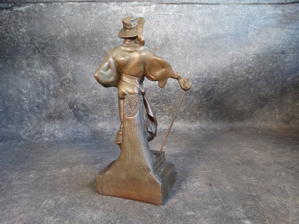 Paul Herzel Pirate with Treasure Chest Bronze Statuette 1928 A2815