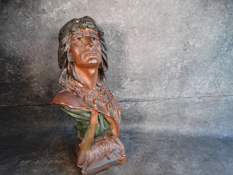 Painted Plaster Bust of Indian Brave, Hiawata A2834