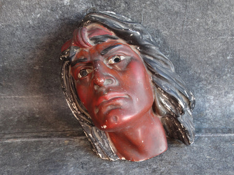 Arts 7 Crafts Plaster Indian Chief Head Wall Plaque 1910 A2859