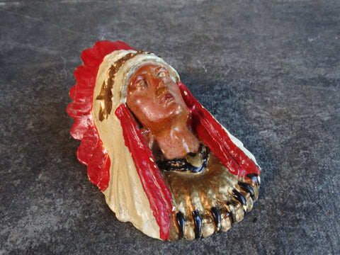 Indian Chief Pottery Bust 1920s A2862