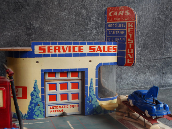 Keystone Service Toy Garage & Bus Station 1940s A2889