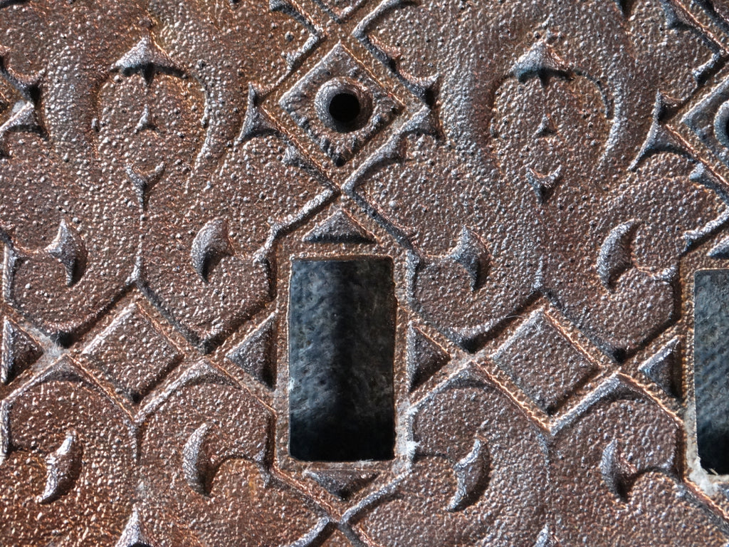 American Metal Work 4 Gang Switch Plate A2898 Early California American metal work 4 gang switch plate a2898 early california