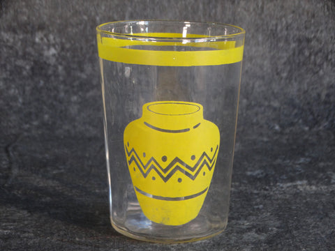 Fiestaware Mexicana Indian Pot Glass with Beveled Interior c 1930 in Yellow A2905