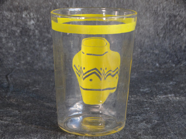 Fiestaware Mexicana Indian Pot Glass with Beveled Interior c 1930 in Yellow A2905