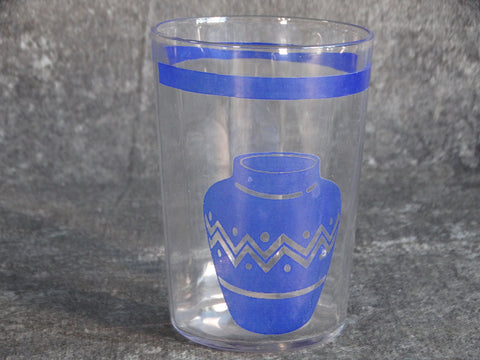 Fiestaware Mexicana Indian Pot Glass with Beveled Interior c 1930 in Cobalt A2906