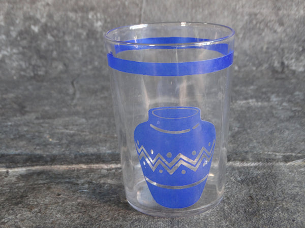 Fiestaware Mexicana Indian Pot Glass with Beveled Interior c 1930 in Cobalt A2906