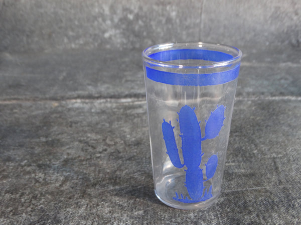 Fiestaware Mexicana Cactus Glass with Beveled Interior c 1930 in Cobalt A2913