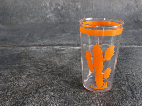 Fiestaware Mexicana Cactus Glass with Beveled Interior c 1930 in Orange A2914