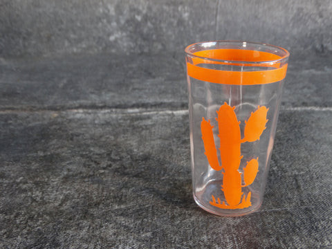 Fiestaware Mexicana Cactus Glass with Beveled Interior c 1930 in Orange A2914