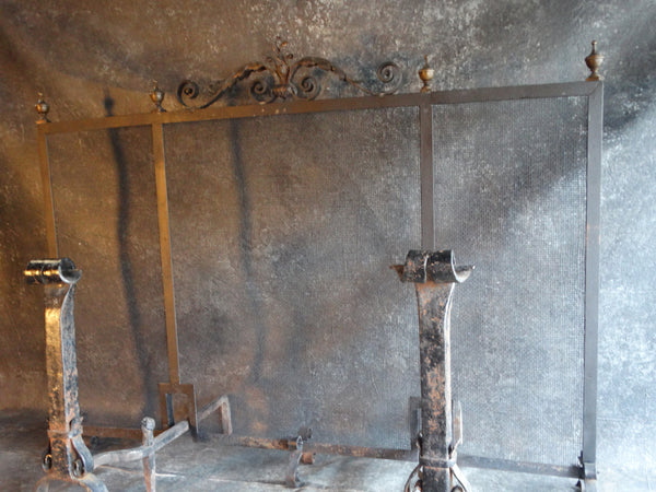 Spanish Revival Fireplace Screen and Andirons 1920s A2920