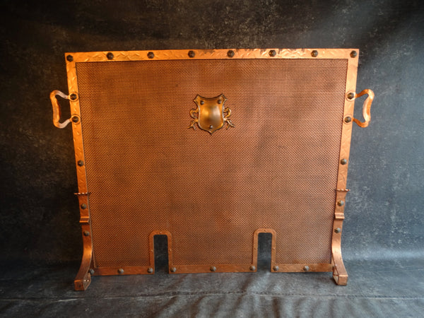 Spanish Revival Painted Copper Fireplace Screen circa 1920 A2923