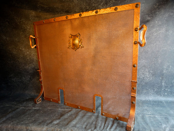 Spanish Revival Painted Copper Fireplace Screen circa 1920 A2923