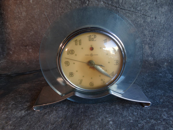 General Electric Lucite and Chrome Electric Mantel Clock