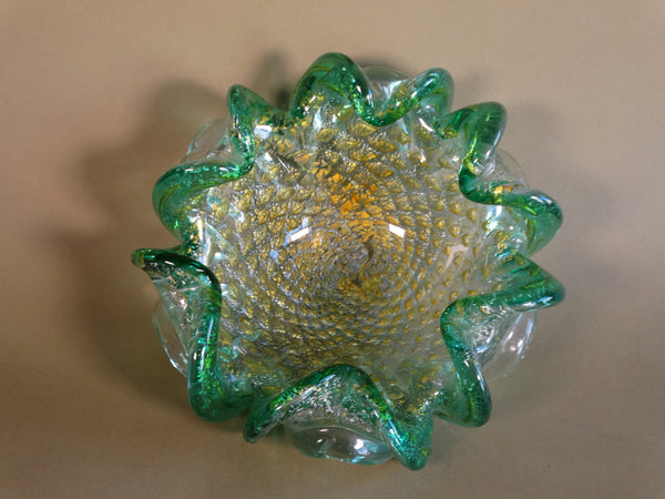 Vintage Murano Green Glass Bowl A2932