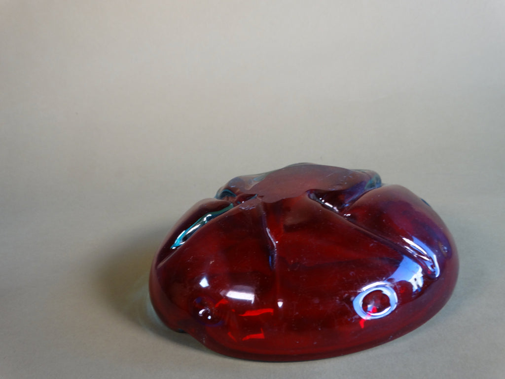 Rare Vintage Murano Red & Blue Glass Bowl A2933 – Early California
