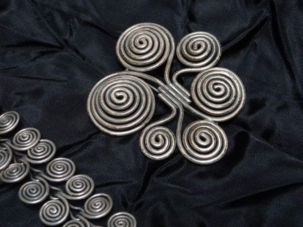 Sterling Silver Hand Coiled Bracelet and Brooch 1940s