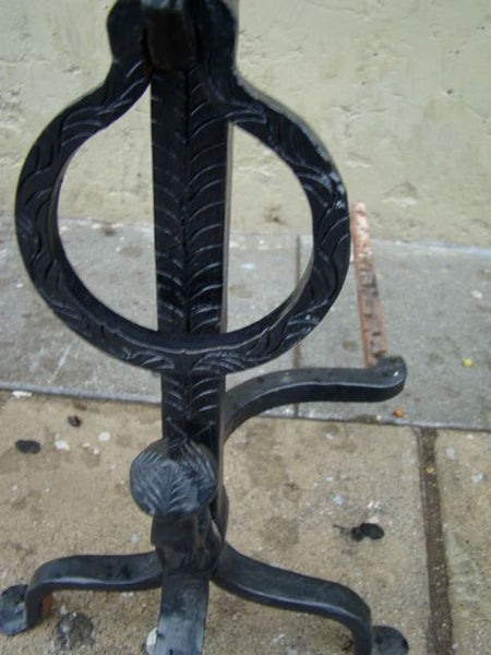 Wrought Iron Andirons with a Spider Web Motif