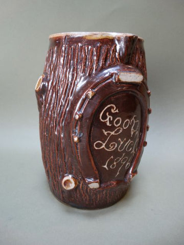 19th Century Rustic Tree Trunk and Horse Shoe “Good Luck” Pitcher