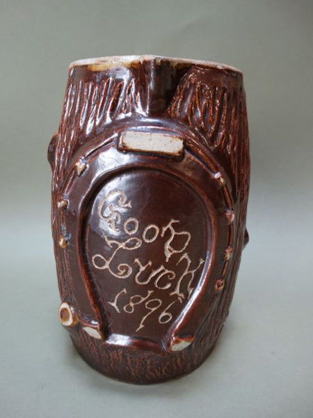 19th Century Rustic Tree Trunk and Horse Shoe “Good Luck” Pitcher